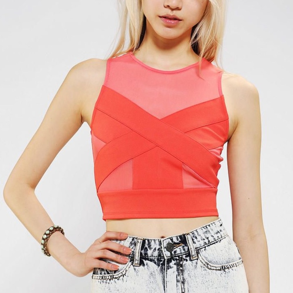 Sparkle & Fade Sheer Illusion Cropped Top